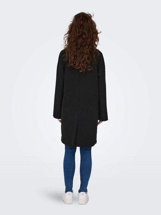 Women's Black Coat with Buttons