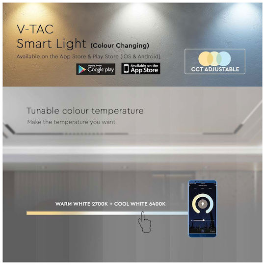 V-TAC LED Lumina liniară Lumină Plafon 18W Alb natural IP20
