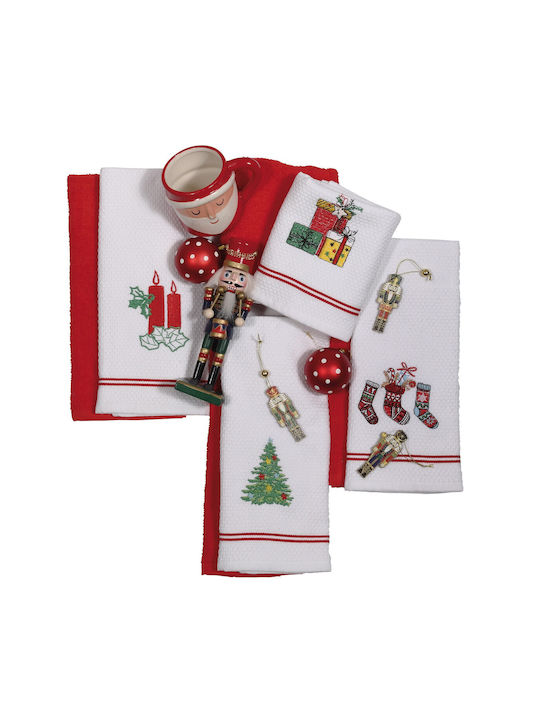 Das Home Set Weihnachts-Handtuch Stoff Weiß B60xL40cm. 2Stück