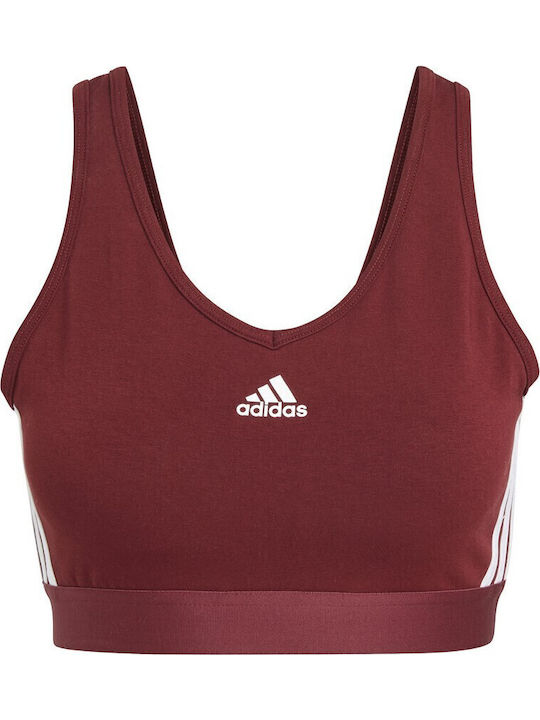 Essentials 3stripes Crop Top Женско Сутиен Червен с Подплата