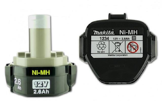 193100-4, Batterie Makita Ni-Mh 12 Volts 2,5 Ah - 1234 - poids 0,69kg