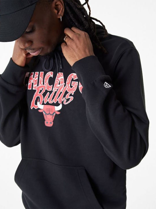 Chicago Bulls Team Script Hoody Φούτερ με Κουκούλα Μαύρο
