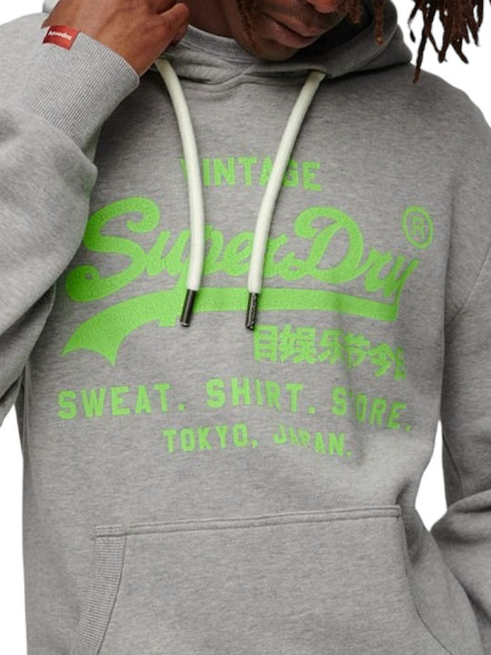 Superdry Neon Vintage Logo Φούτερ Γκρι με Κουκούλα