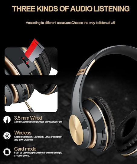 Τ5 Wireless / Wired Over Ear Headphones with 8 hours of Operation Black