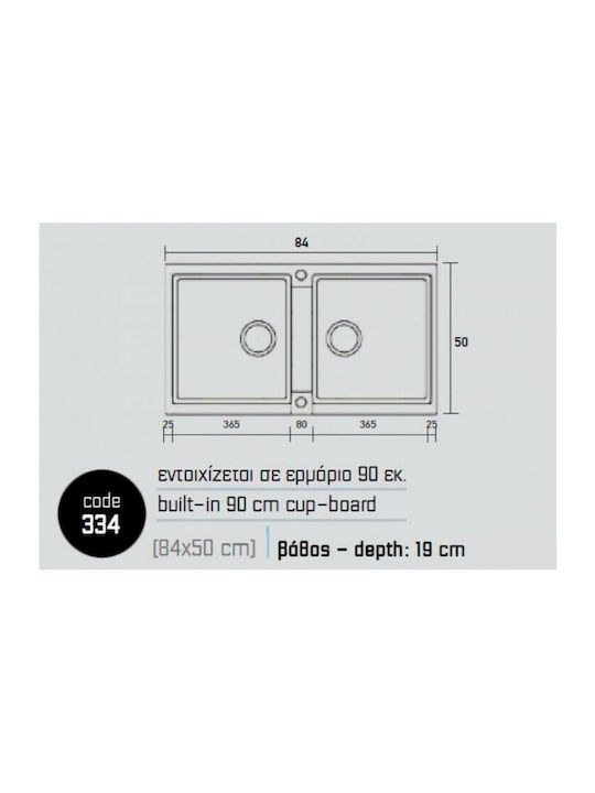 Sanitec Classic Drop-In Spüle aus Verbundgranulat B86xT50cm Granite Green