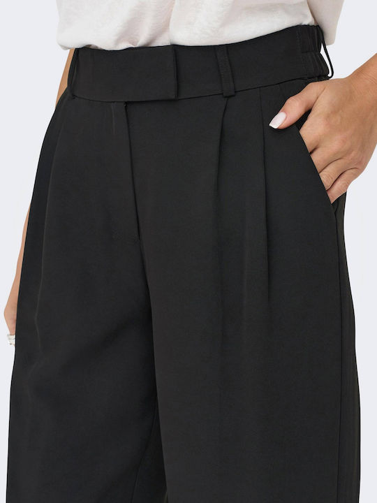 Only Women's High-waisted Fabric Trousers in Straight Line Black