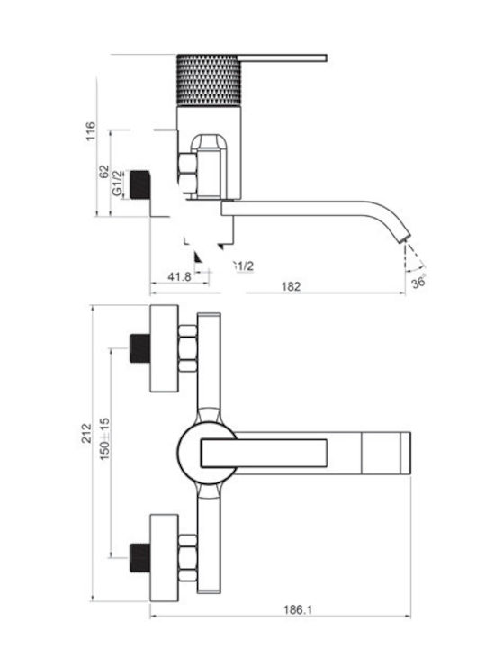 Interflex Hermes Αναμεικτική Μπαταρία Μπανιέρας Μαύρη
