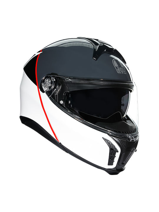 AGV Tourmodular Balance White/Grey/Red Motorcycle Helmet Flip-Up ECE 22.06 with Pinlock