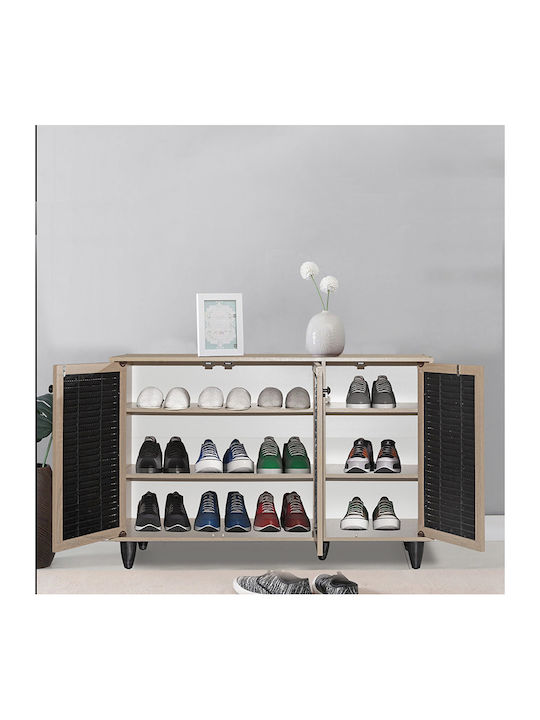 Ronan Wooden Shoe Organizer with 3 Shelves Beige 105x35x66cm