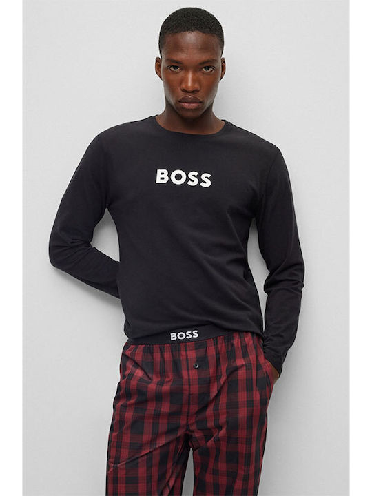 Boss Χειμερινή Καρό Ανδρική Πιτζάμα Μπορντό