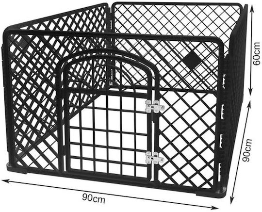 Purlov Park Dog Square made of Plastic in Black Color 90 x 90 x 60cm
