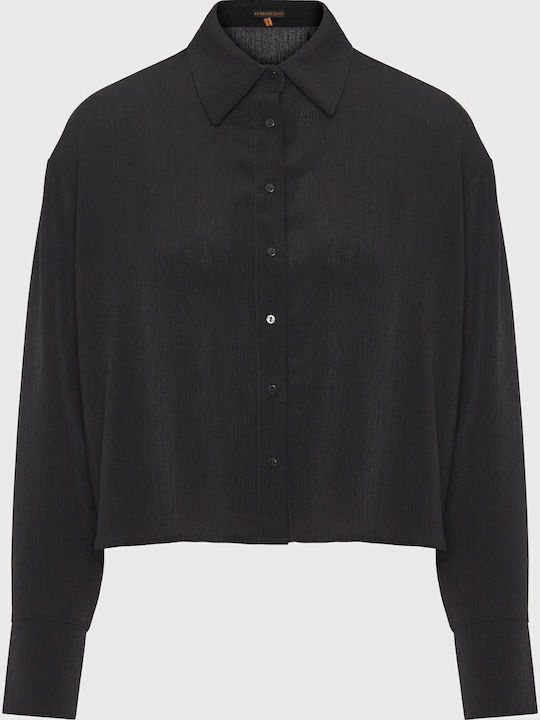 Women's Monochrome Long Sleeve Shirt Black