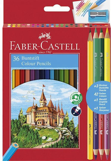 Faber-Castell Buntstift Colored Pencil Set + 3 Double + Sharpener Package of 1 packages