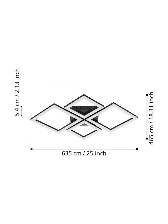 Eglo Paranday-Z Smart Ceiling Mount Light 47cm Black with Integrated LED and Remote Control