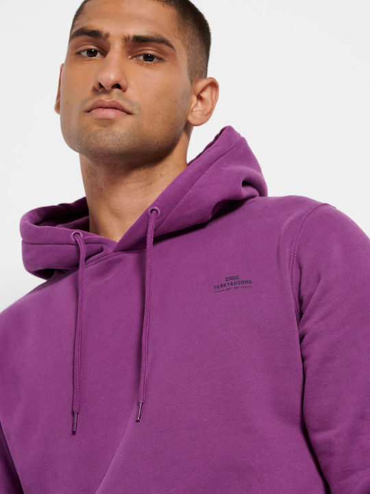 Funky Buddha Men's Sweatshirt with Hood and Pockets Purple