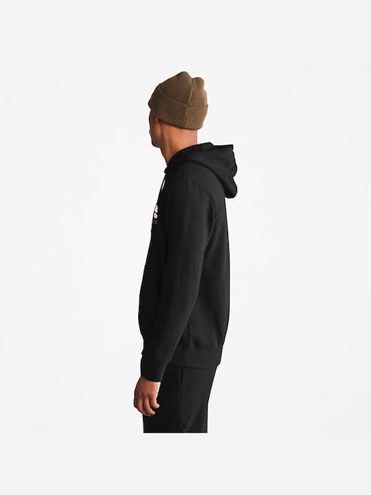 Timberland Men's Sweatshirt with Hood and Pockets Black.