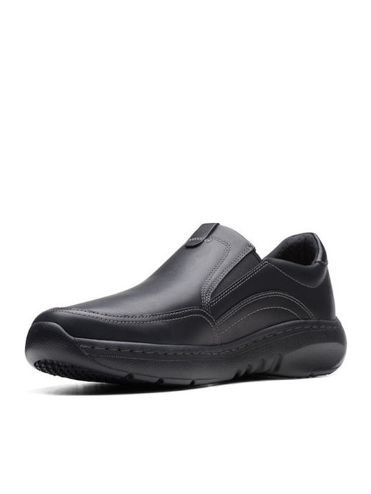 STEP de piele Slip-on-uri pentru bărbați Negre