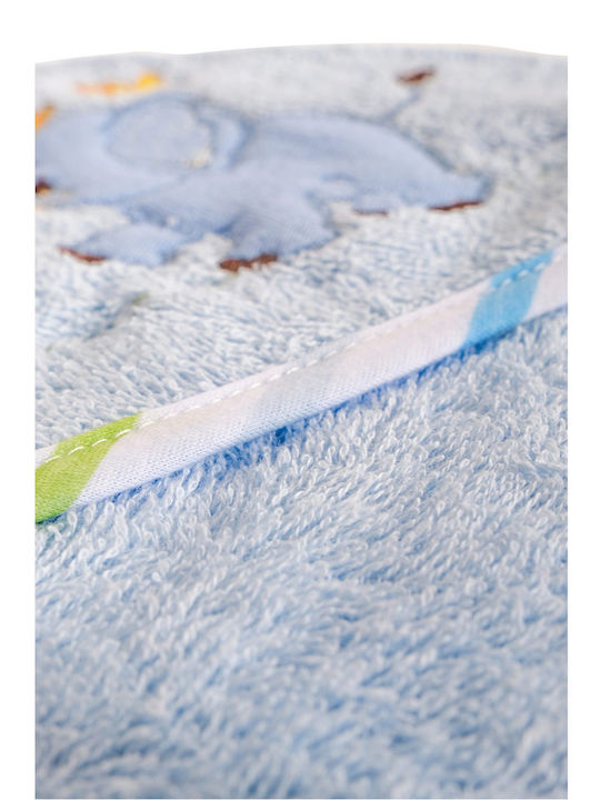 Cangaroo Baby Bath Towel-Bathrobe With Hood Manny Blue 76x76cm