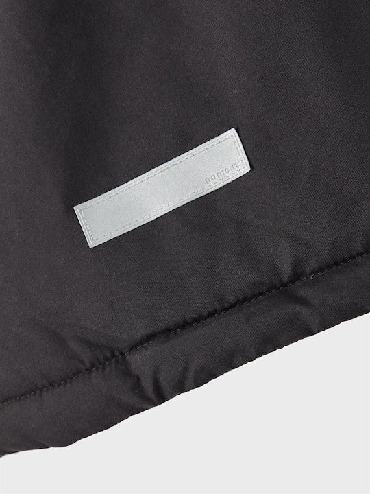 Kinder Parka Lang mit Kapuze Schwarz