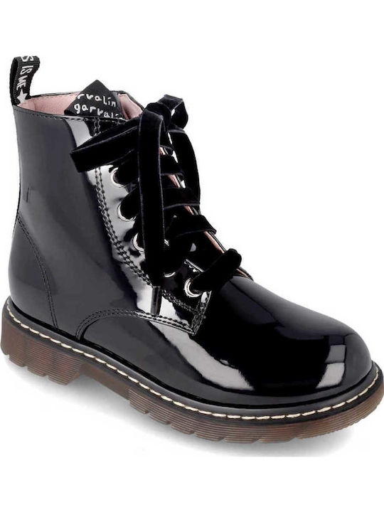 Kids Boots from Patent Leather with Zipper Black