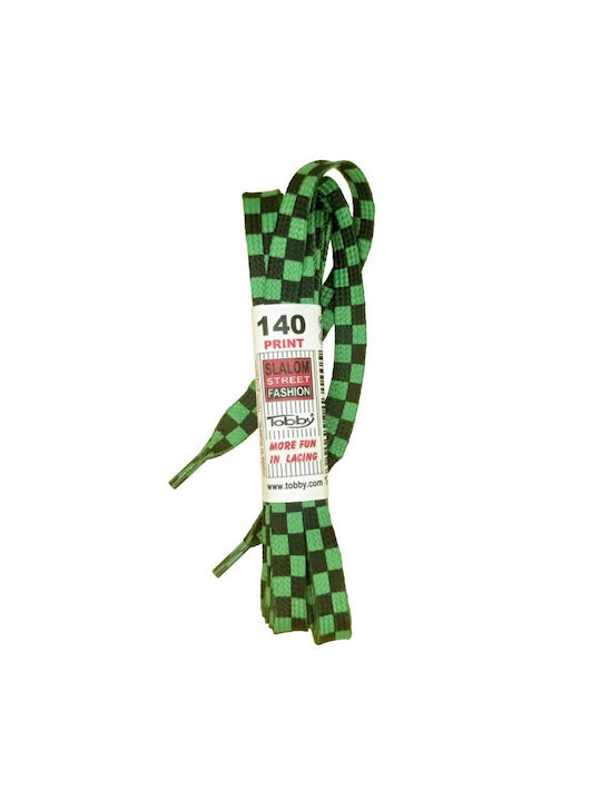 Tobby Șireturi de Pantofi Checker Green 2buc 14cm