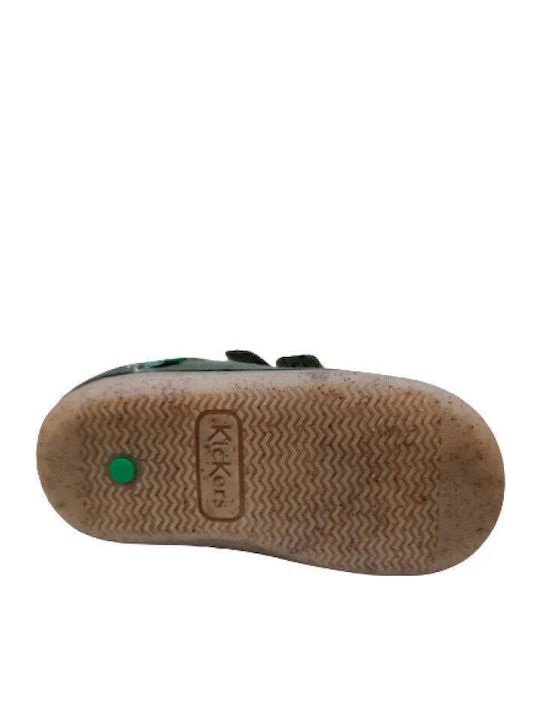 Leather Kids Boots with Velcro Khaki