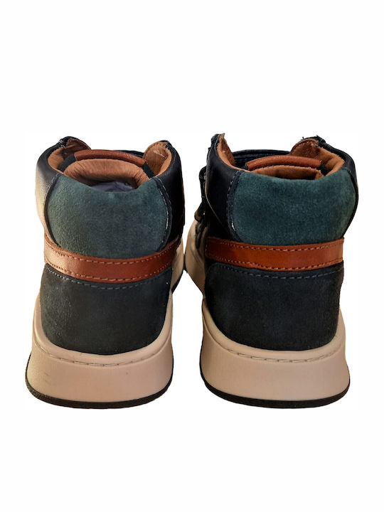 Leather Kids Boots with Velcro Blue