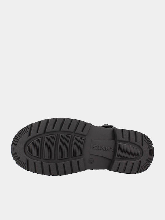 Shera Sneakers Leather Kids Boots with Laces Black