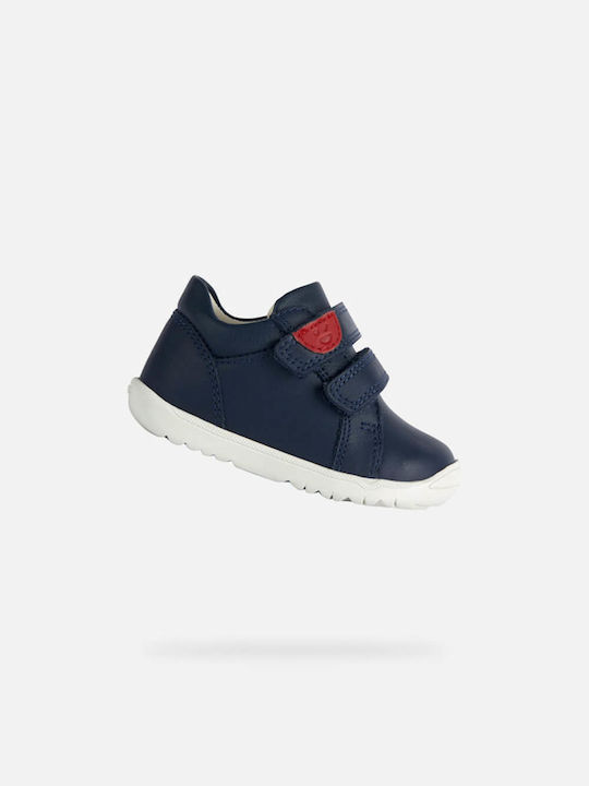 B Macchia Lederne Kinderstiefeletten mit Klettverschluss Marineblau