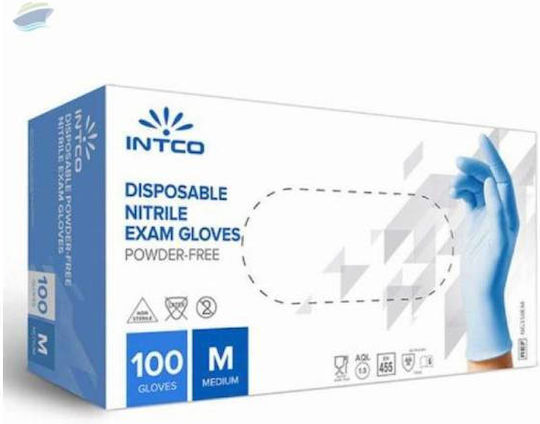 INTCO Γάντια Νιτριλίου Χωρίς Πούδρα σε Διάφανο Χρώμα 100τμχ