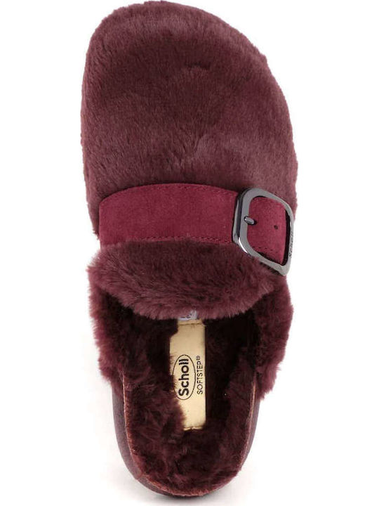 Winter Women's Slippers with Fur Burgundy