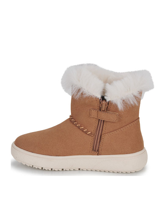 Theleven Suede Kids Boots with Zipper Brown