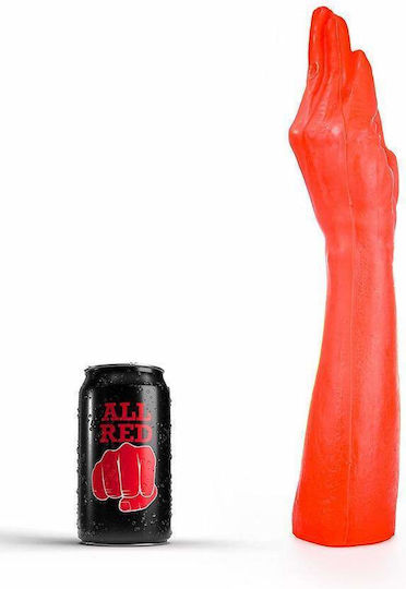 All Black Arm Glass Dildo Red 38cm