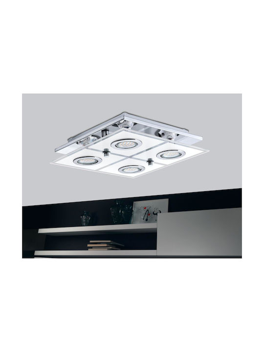 Eglo Cabo Spot with 4 Lights and with Socket GU10 in Silver Color