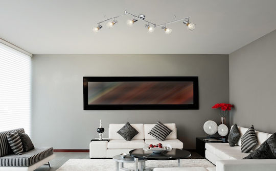 Globo Lighting Σποτ με 6 Φώτα και με Ντουί E14 σε Ασημί Χρώμα