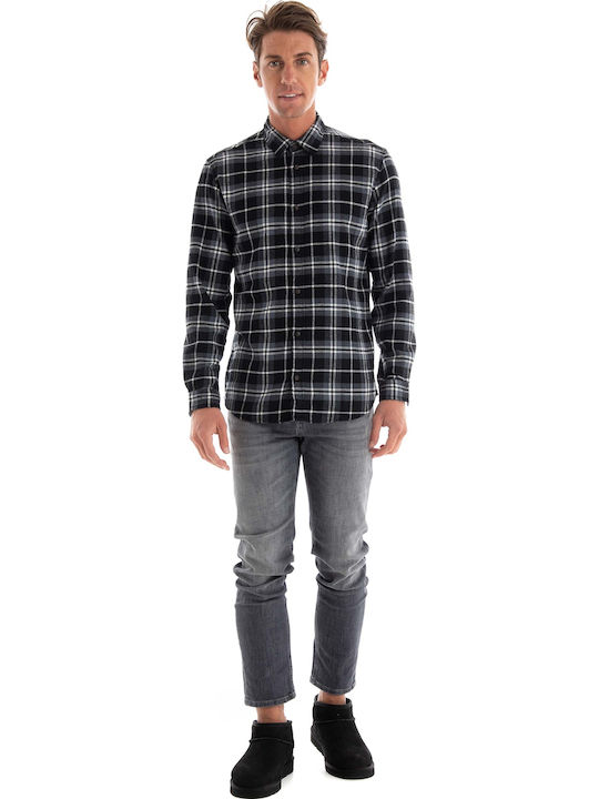 Long Sleeve Shirt Narrow Fit Checked Blue