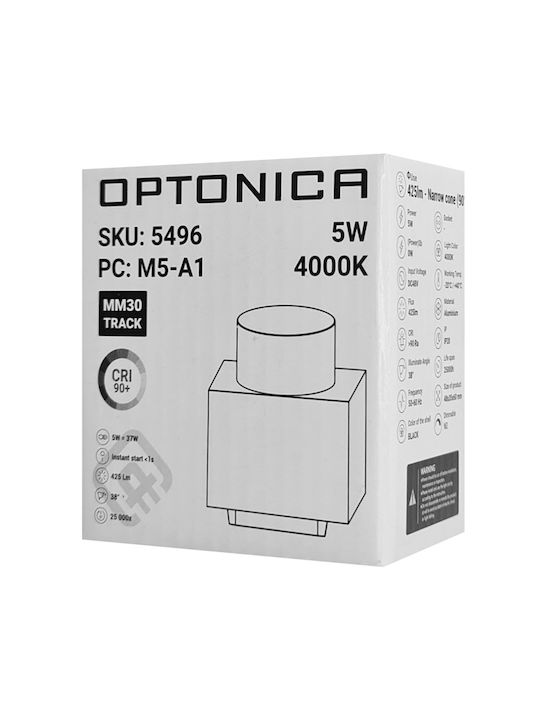 Optonica Μονό LED Σποτ σε Μαύρο Χρώμα