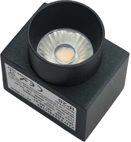 Optonica Μονό LED Σποτ σε Μαύρο Χρώμα