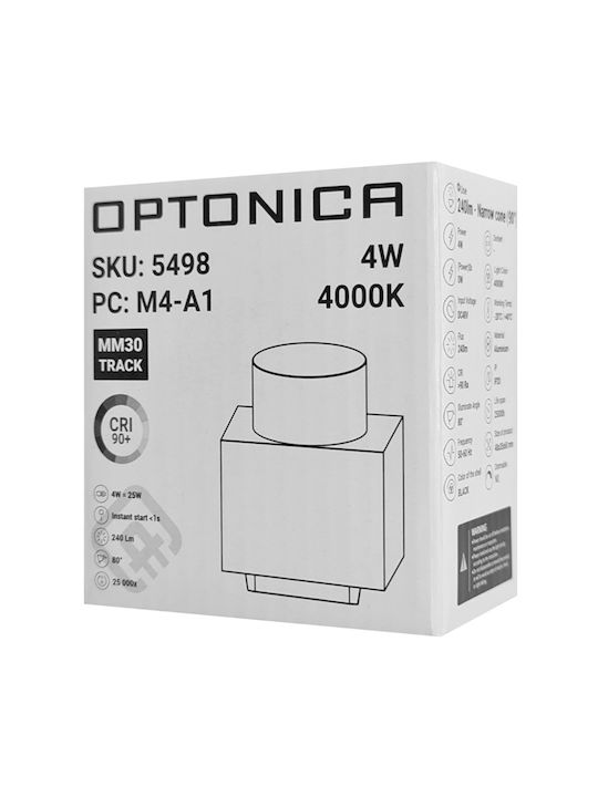 Optonica Μονό LED Σποτ σε Μαύρο Χρώμα