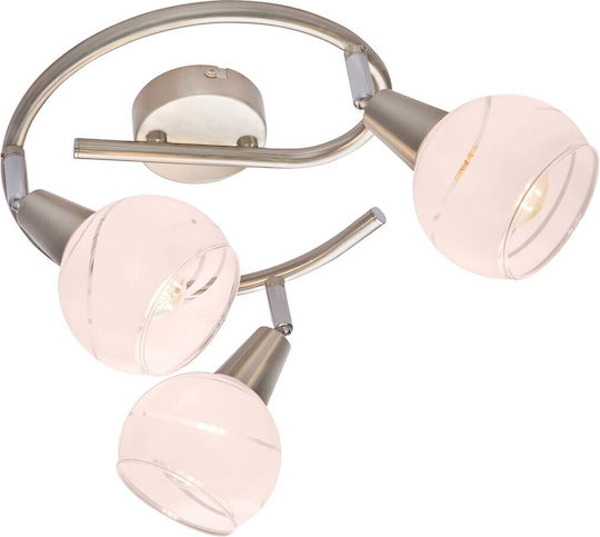 Globo Lighting Elliott Τριπλό Σποτ με Ντουί E14 σε Ασημί Χρώμα
