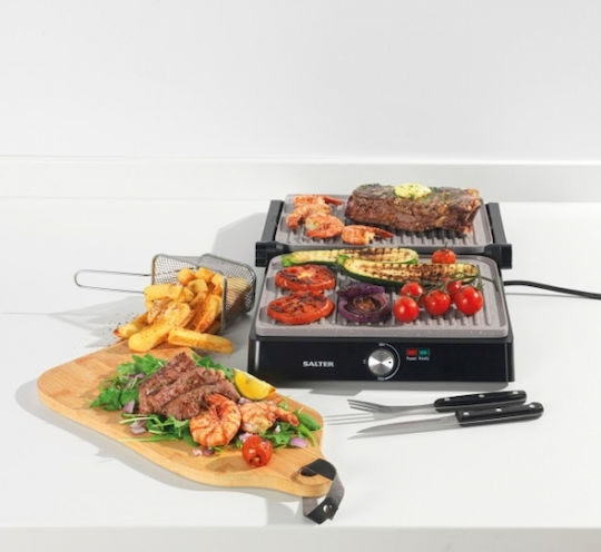 Petra Electric Tischplatte Elektrogrill Geriffelte Platte 2200W mit Deckel und einstellbarem Thermostat 29cmx23cmcm