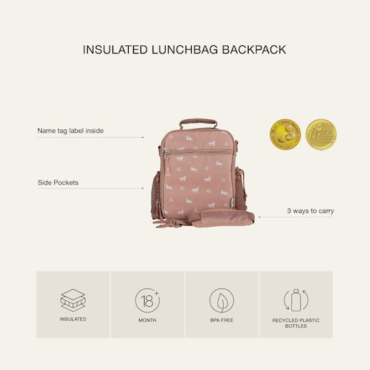 Citron Lunchbag Backpack Geantă Izotermică de Prânz de Mână pentru Școală 0.5lt Bej 21 x 10 x 22.5cm