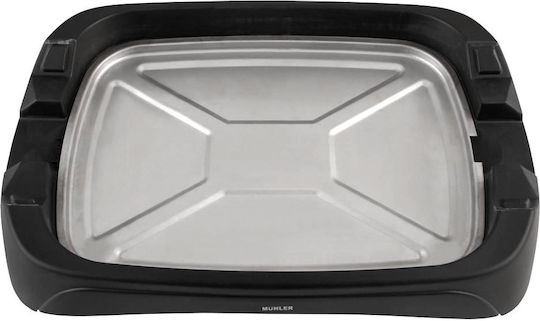 Muhler Tischplatte Elektrogrill Glatte und Geriffelte Platte 1800W mit Deckel und einstellbarem Thermostat 40cmx30cmcm
