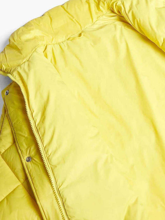 Women's Short Puffer Jacket for Winter Yellow