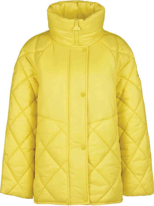Women's Short Puffer Jacket for Winter Yellow