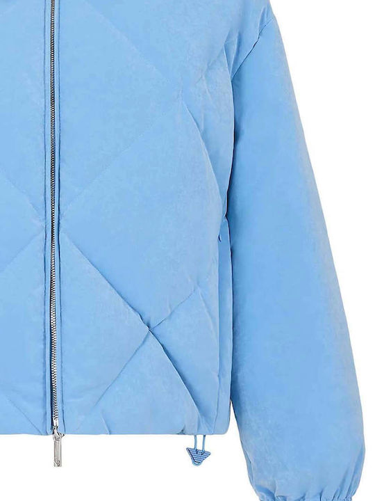Κοντό Γυναικείο Puffer Μπουφάν για Χειμώνα Blue Ortensia