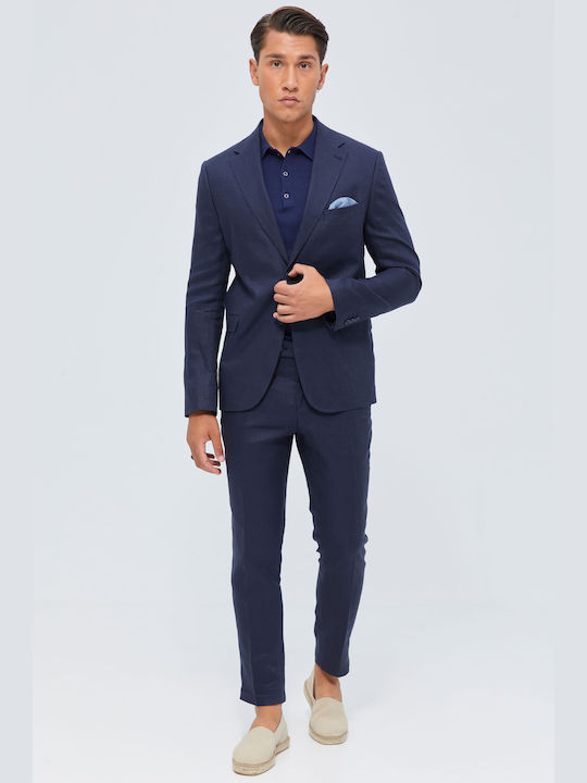 Aristoteli Bitsiani Men's Summer Suit Slim Fit Blue