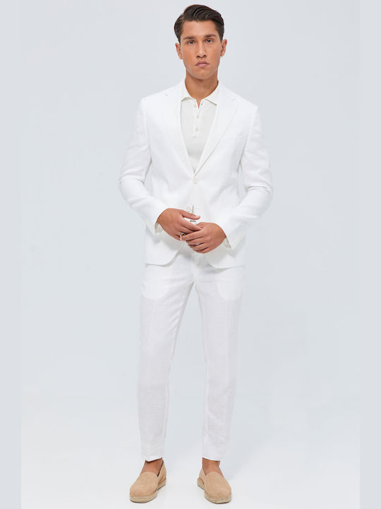 Aristoteli Bitsiani Men's Summer Suit Slim Fit White