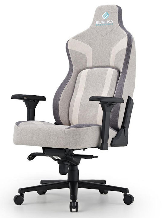 Eureka Ergonomic Python II GC-08 Υφασμάτινη Καρέκλα Gaming με Ρυθμιζόμενα Μπράτσα Γκρι