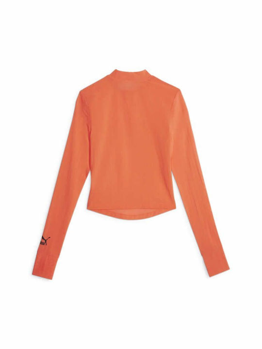 Dare To Damen Sport Bluse Langärmelig Orange